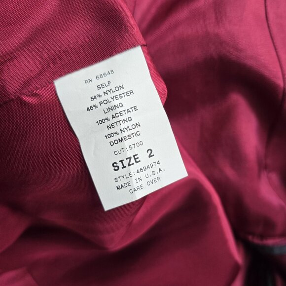 ABS Evening Allen Schwartz Dress Womens 2 Burgundy A-Line Tulle Formal Gown - Picture 8 of 12